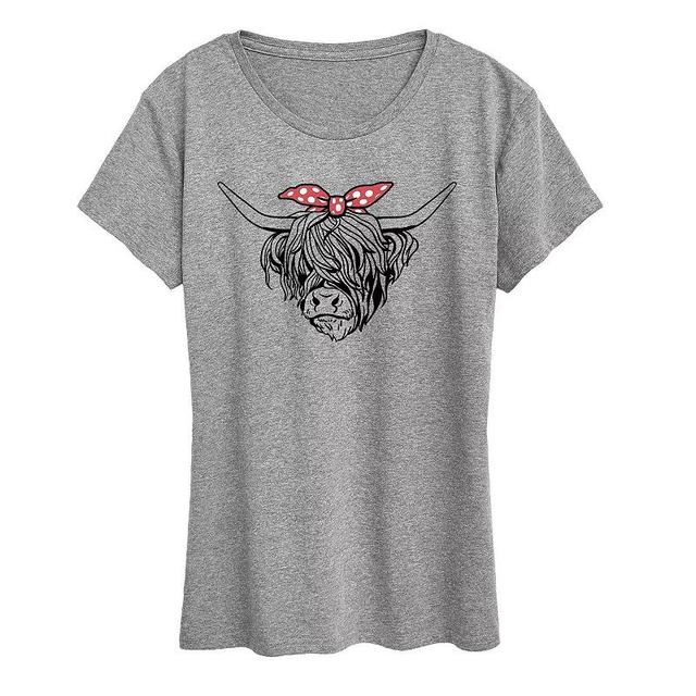 Womens Highland Cow Bandana Graphic Tee, Girls Product Image