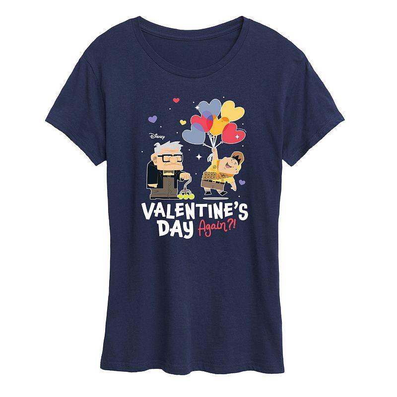 Disney / Pixars Up Womens Valentines Day Again Graphic Tee Grey Gray Product Image