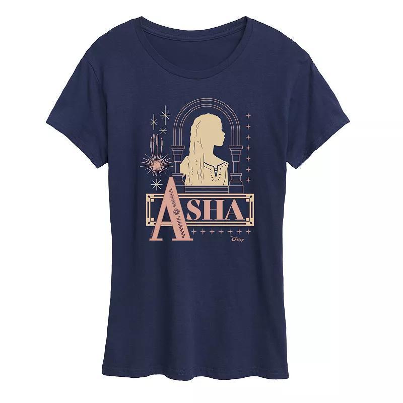 Disneys Wish Asha Womens Badge Graphic Tee, Girls Heather Grey Product Image