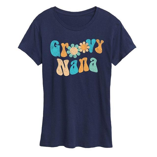 Womens Groovy Nana Graphic Tee Blue Product Image