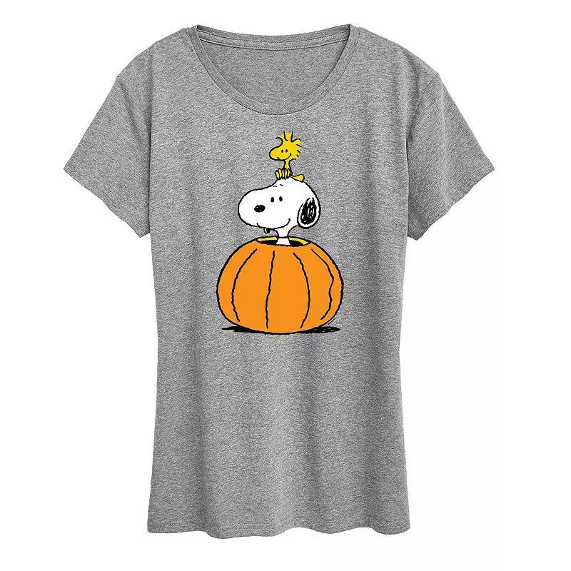 Womens Peanuts Snoopy & Woodstock Pumpkin Graphic Tee Product Image