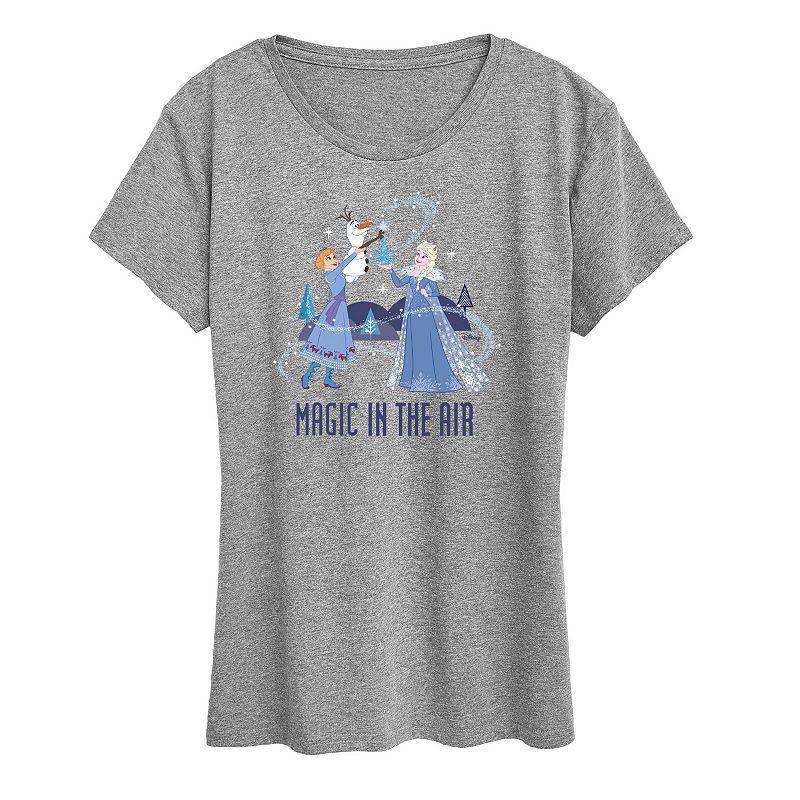 Disneys Frozen 2 Womens Magic In The Air Graphic Tee, Girls Grey Gray Product Image