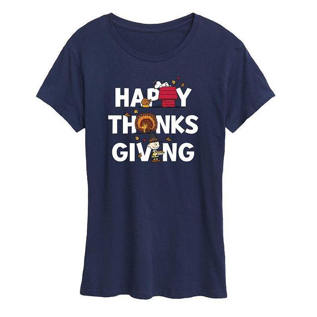 Womens Peanuts Thanksgiving Icons Graphic Tee, Girls Blue Product Image