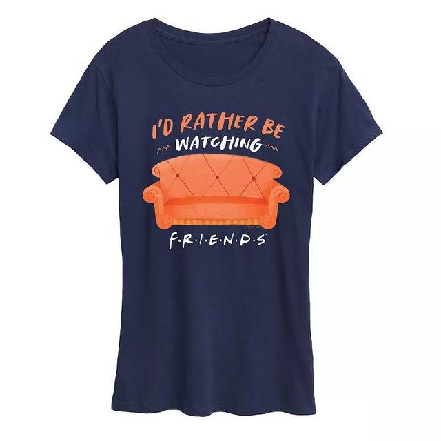 Womens Friends Id Rather Be Watching Graphic Tee Grey Blue Product Image