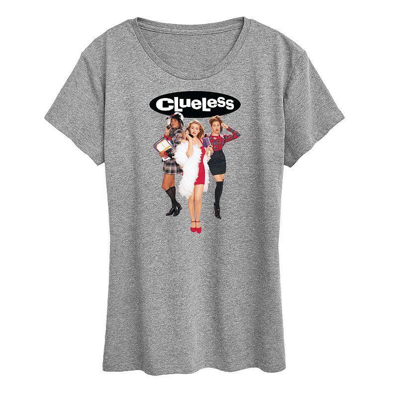 Womens Clueless Graphic Tee, Girls Grey Royal Blue Product Image