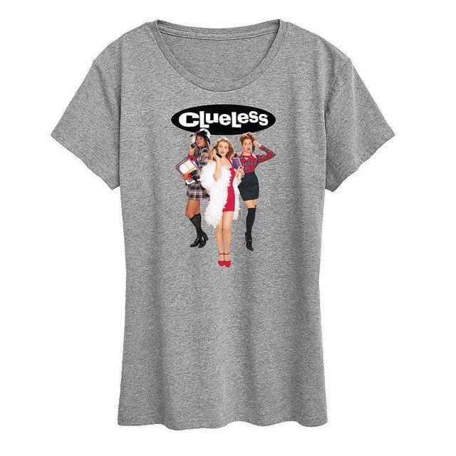 Womens Clueless Graphic Tee, Girls Grey Royal Blue Product Image