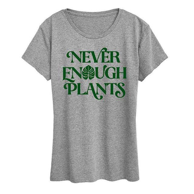 Womens Never Enough Plants Graphic Tee Grey Gray Product Image