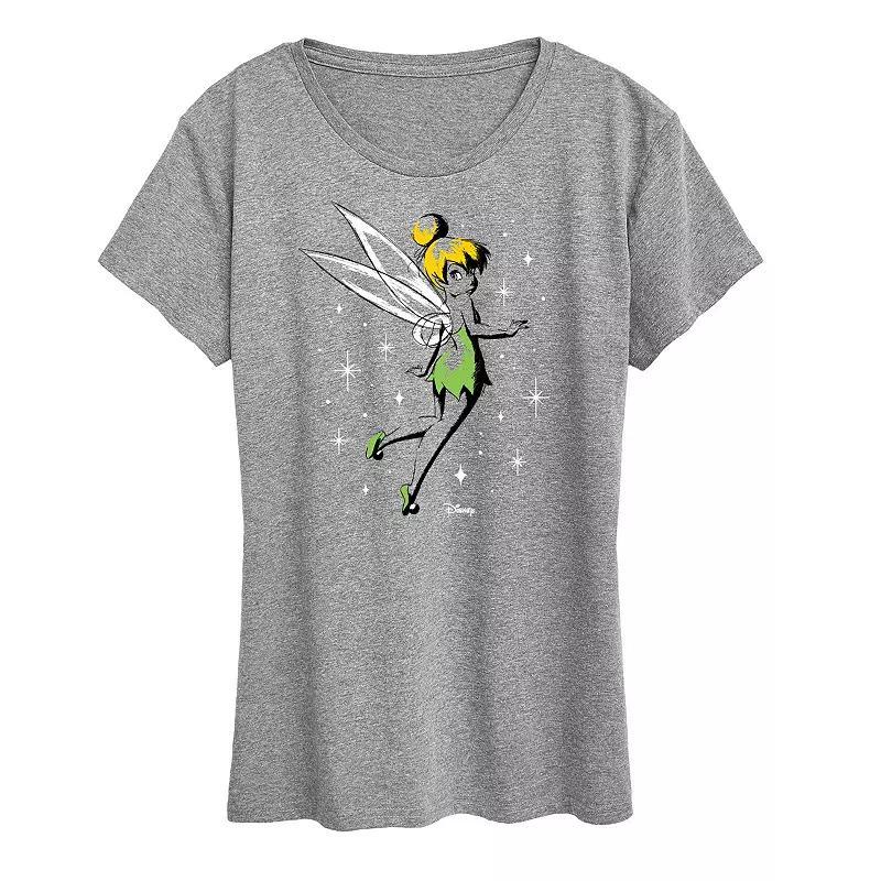 Disneys Tinker Womens Bell Sketch Graphic Tee, Girls Grey Gray Product Image