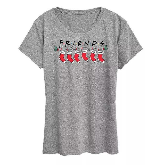 Womens Friends Christmas Stockings Graphic Tee, Girls Product Image