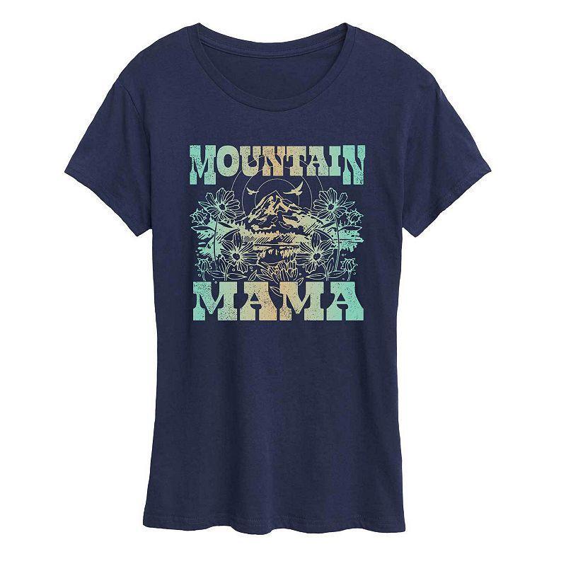 Womens Mountain Mama Graphic Tees Blue Product Image