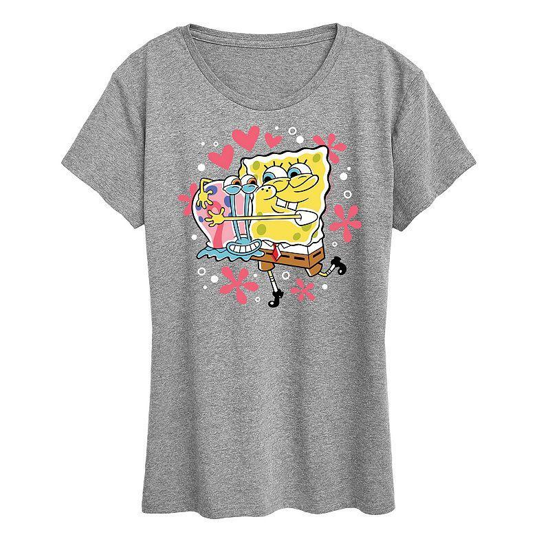 Womens Spongebob Squarepants Gary Hug Graphic Tee Grey Gray Product Image