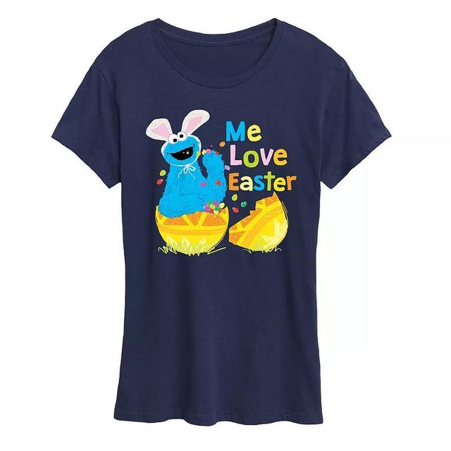 Womens Sesame Street Cookie Monster Me Love Easter Graphic Tee Product Image