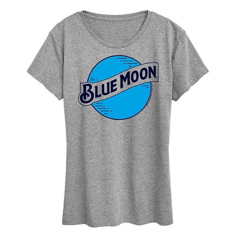 Womens Blue Moon Round Logo Graphic Tee Grey Gray Product Image