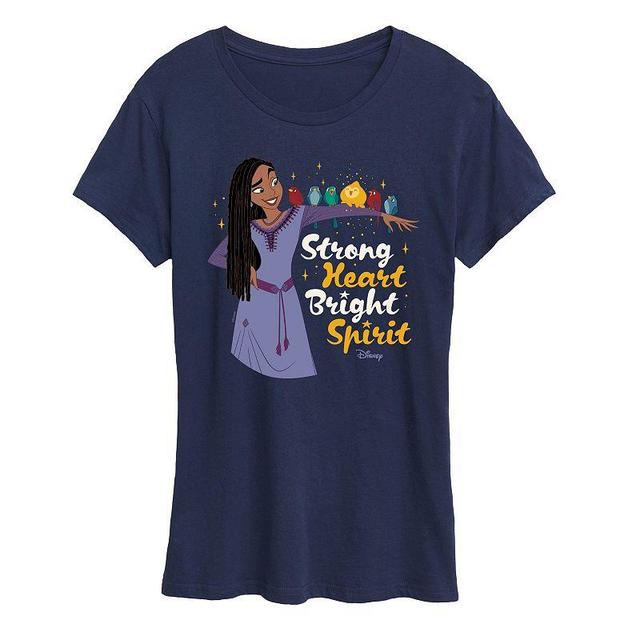 Disneys Wish Asha and Star Womens Strong Heart Graphic Tee, Girls Blue Product Image