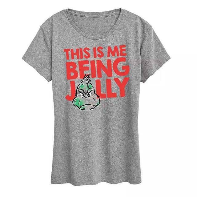 Womens Dr. Seuss The Grinch Being Jolly Graphic Tee, Girls Grey Gray Product Image