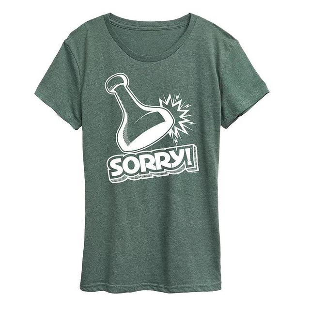 Womens Sorry Game Piece Graphic Tee by Hasbro Grey Red Product Image