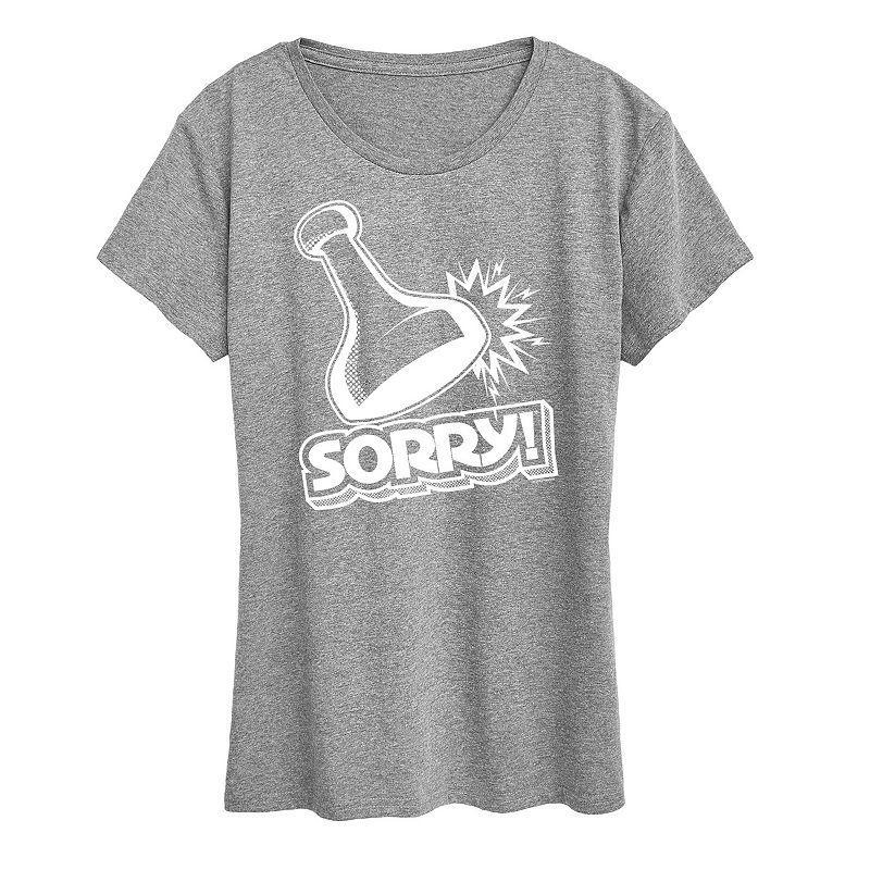 Womens Sorry Game Piece Graphic Tee by Hasbro Grey Red Product Image