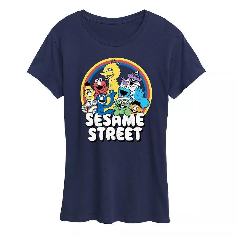 Womens Sesame Street Group Rainbow Graphic Tee, Girls Grey Gray Product Image