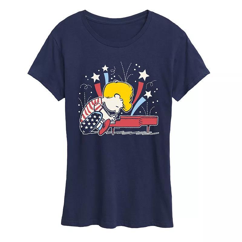 Womens Peanuts Schroeder Americana Graphic Tee Blue Product Image