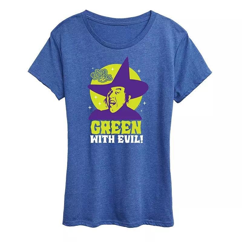 Womens The Wizard Of Oz Green Evil Graphic Tee Grey Gray Product Image