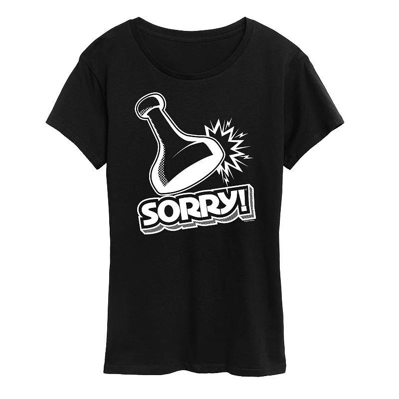 Womens Sorry Game Piece Graphic Tee by Hasbro Grey Red Product Image