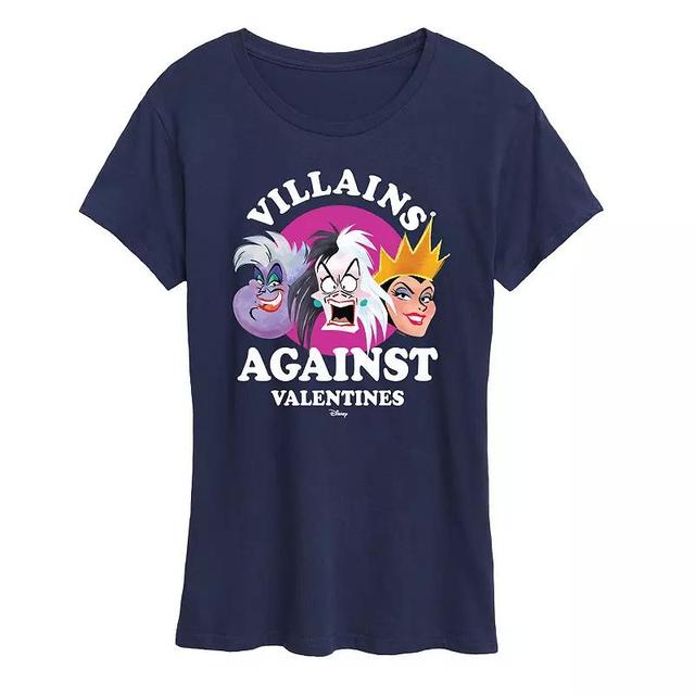 Disney Villains Womens Against V Day Graphic Tee Blue Product Image