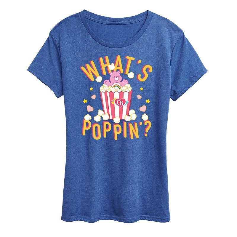 Womens Care Bears Whats Poppin Graphic Tee Grey Royal Blue Product Image