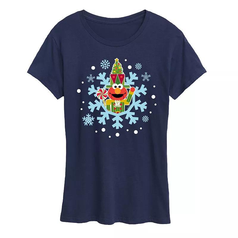 Womens Sesame Street Elmo Snowflake Graphic Tee, Girls Blue Product Image