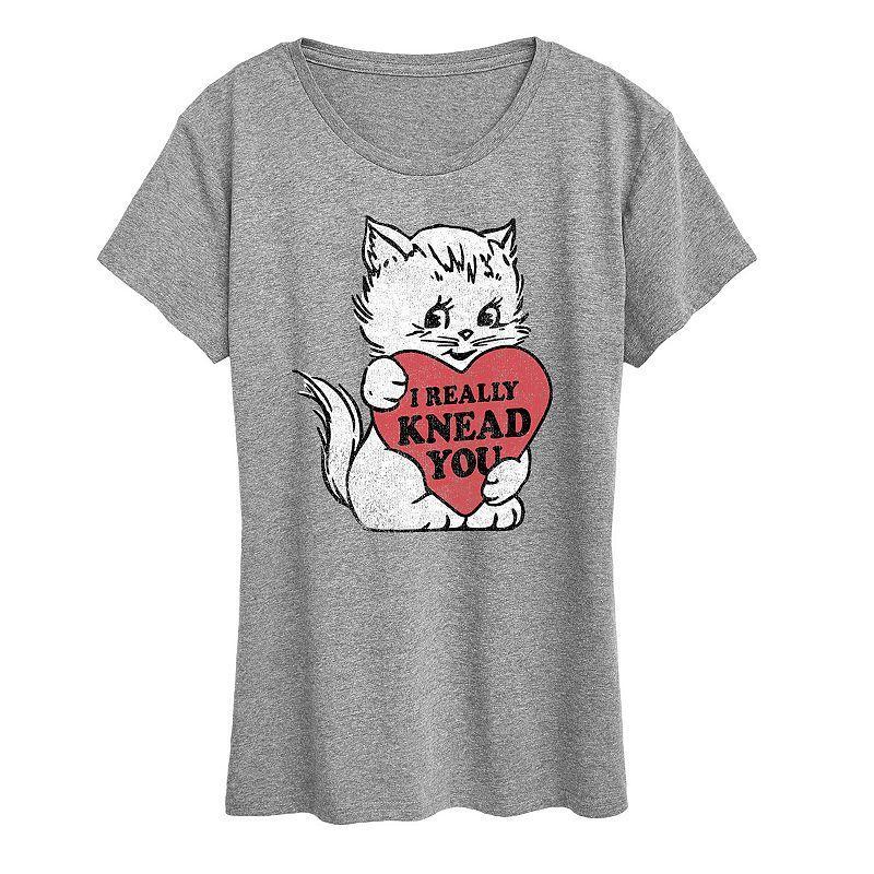 Missy Plus Size Vintage Valentine Cat Graphic Tee, Womens Grey Gray Product Image