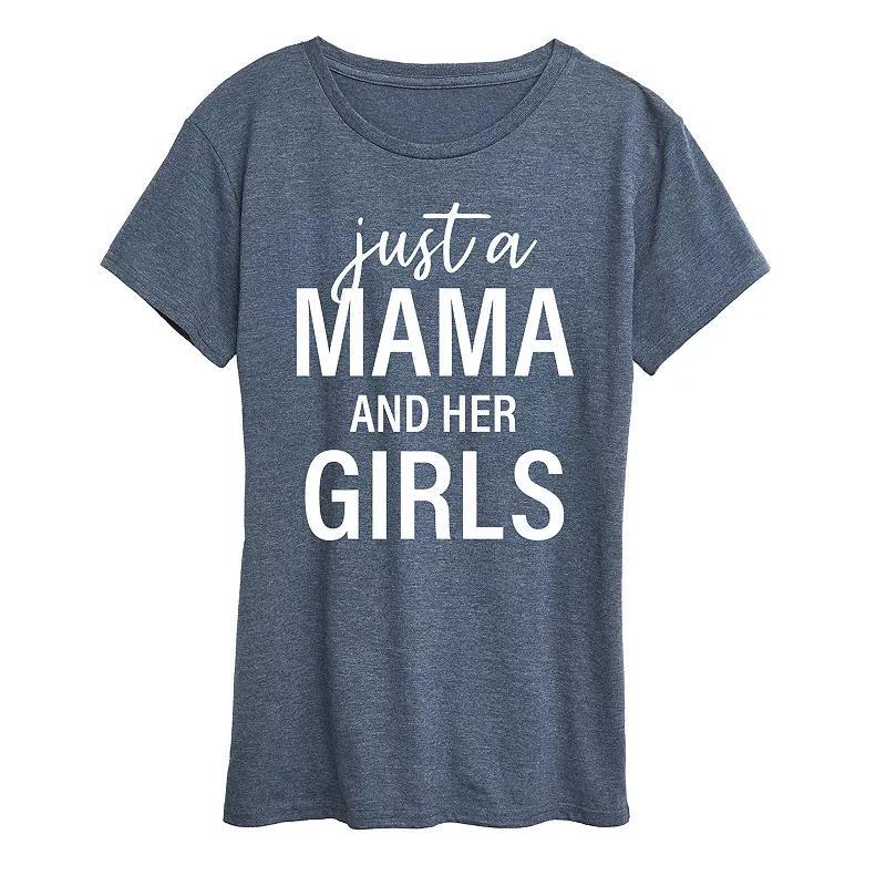 Womens Just A Mama And Her Girls Graphic Tee, Girls Grey Blue Product Image