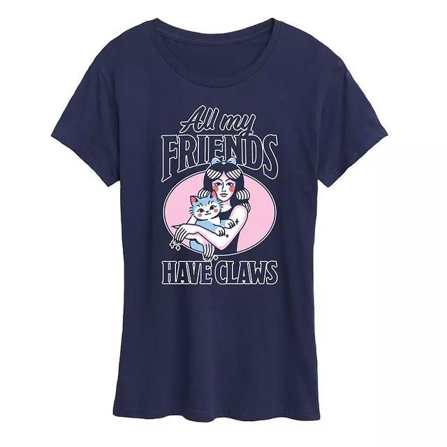 Womens All My Friends Have Claws Graphic Tee Blue Product Image