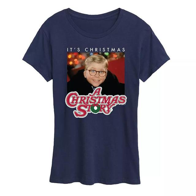 Womens A Christmas Story Its Christmas Ralph Graphic Tee, Girls Blue Product Image