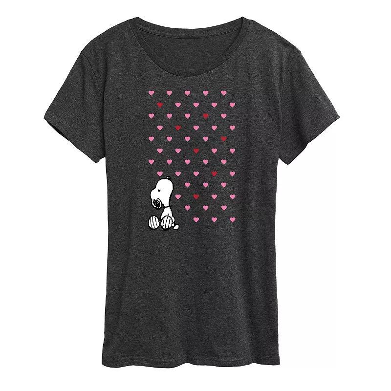 Womens Peanuts Valentine Snoopy Hearts Graphic Tee Product Image