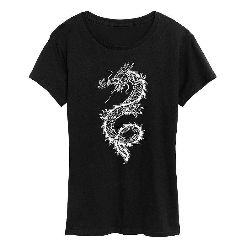 Womens Chinese Dragon Graphic Tee Med Blue Product Image