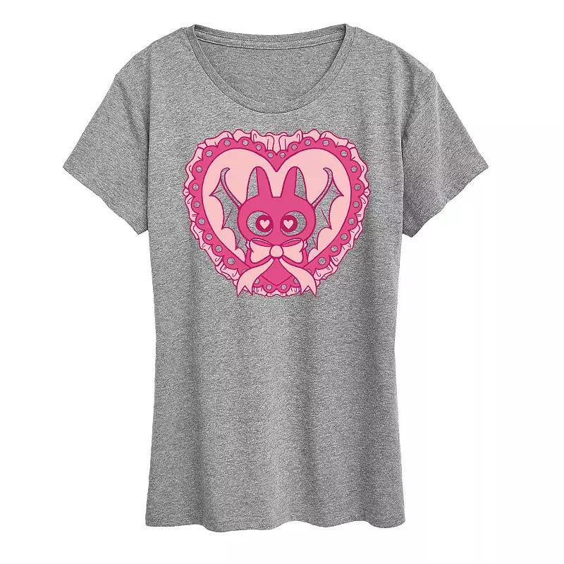 Womens Bat Cat Coquette Graphic Tee Grey Gray Product Image