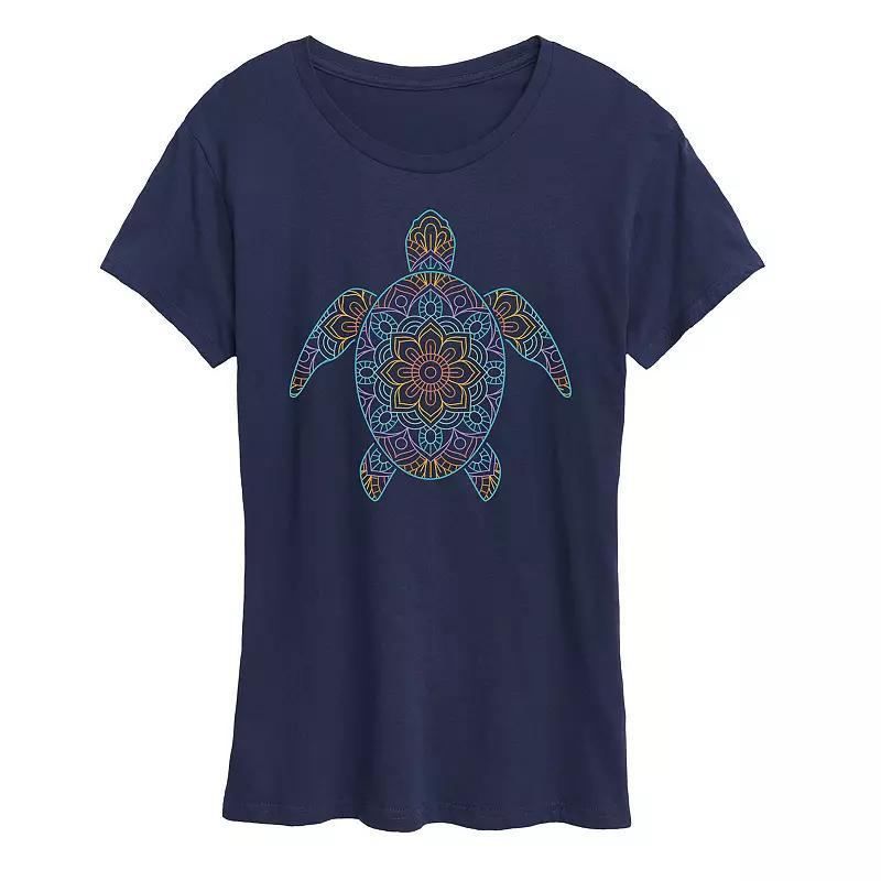 Instant Message Womens Womens Tee Shirts NAVY - Navy Decorative Sea Turtle Graphic Tee - Women & Plus Product Image