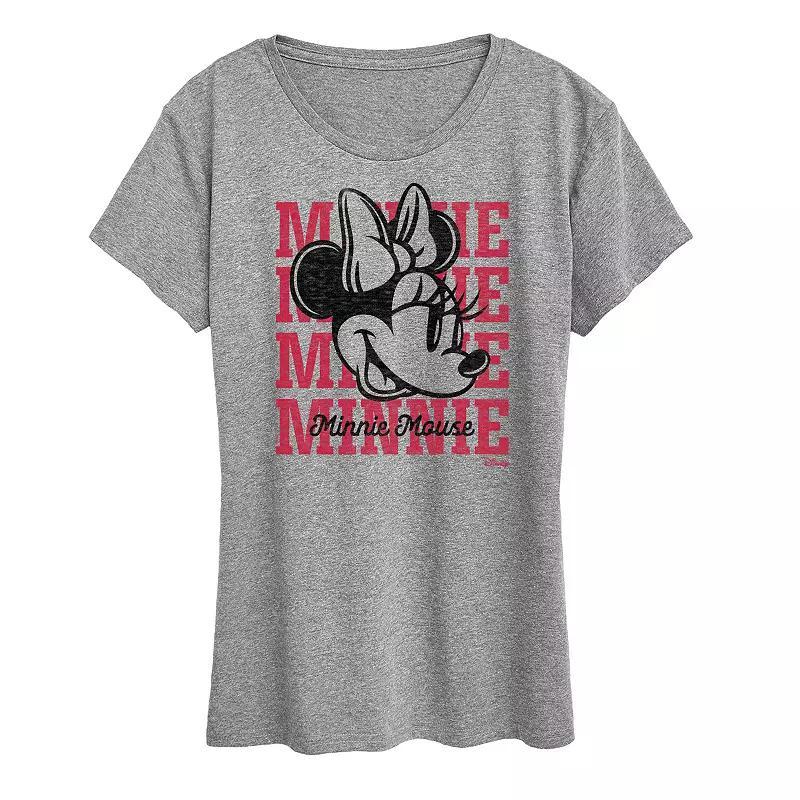 Disneys Minnie Mouse Womens Repeated Graphic Tee Grey Gray Product Image