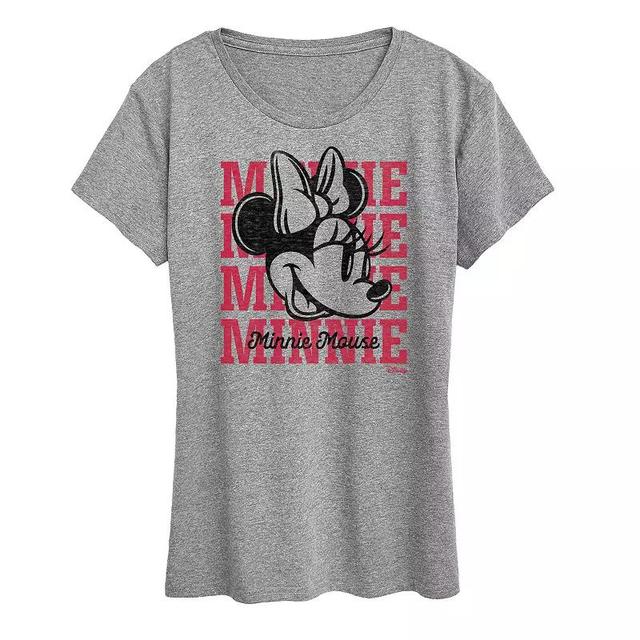 Disneys Minnie Mouse Womens Repeated Graphic Tee Grey Gray Product Image