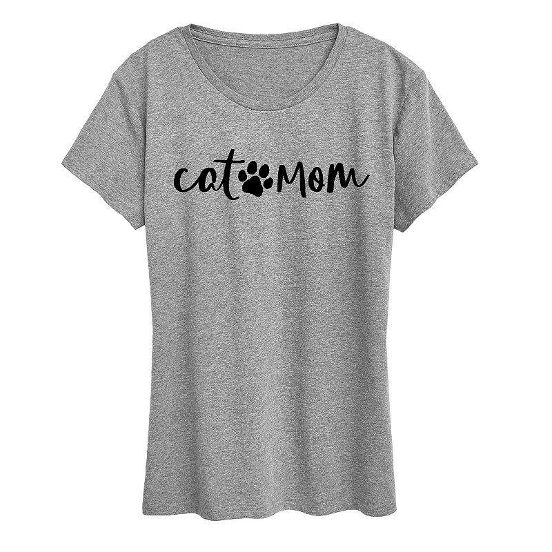 Womens Cat Mom Graphic Tee, Girls Grey Gray Product Image