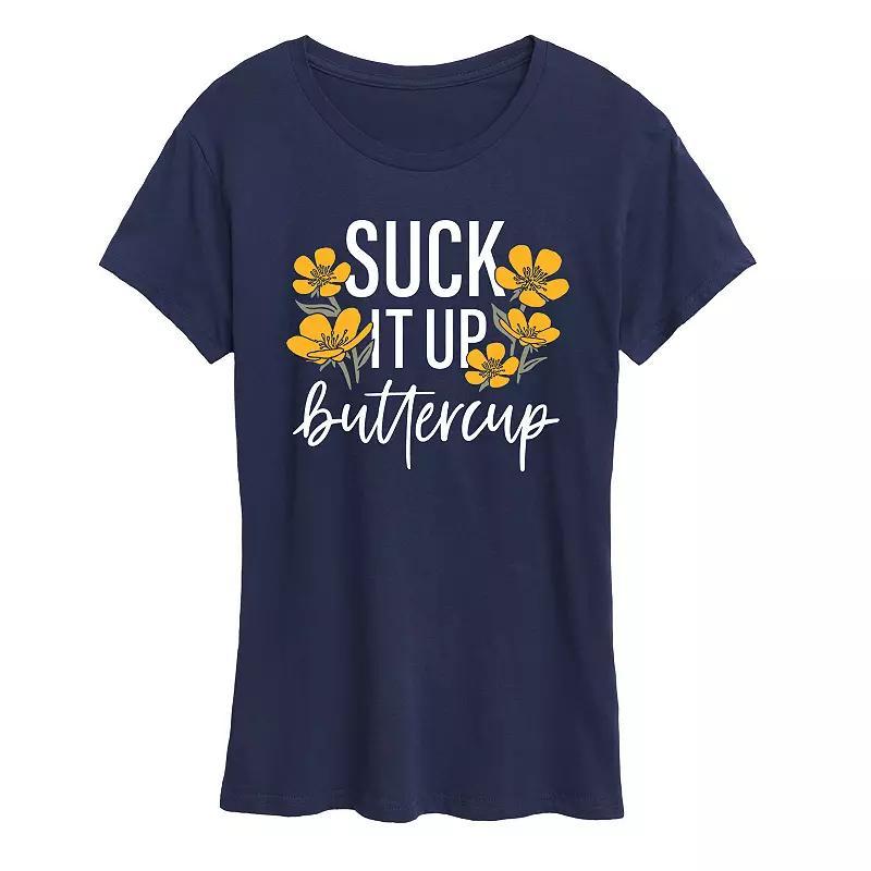 Womens Suck It Up Buttercup Graphic Tee Blue Product Image