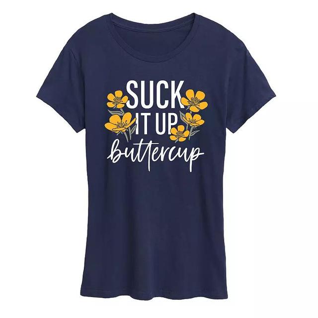 Womens Suck It Up Buttercup Graphic Tee Blue Product Image