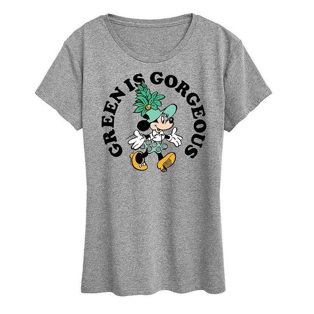 Disneys Minnie Mouse Womens Green Is Gorgeous Graphic Tee Grey Gray Product Image