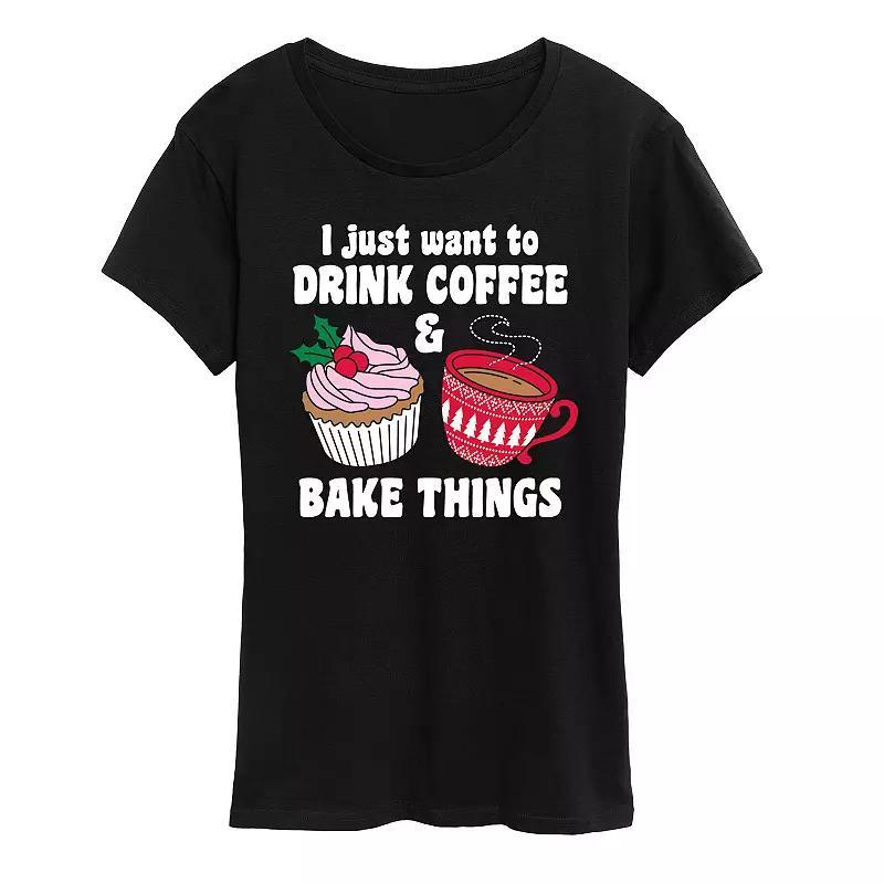 Womens Drink Coffee Bake Things Graphic Tee, Girls product image