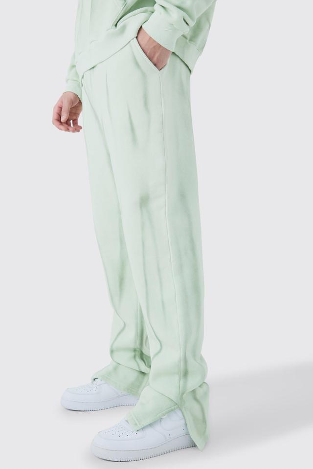 Regular Fit Split Hem Ombre Spray Wash Jogger | boohooMAN USA Product Image