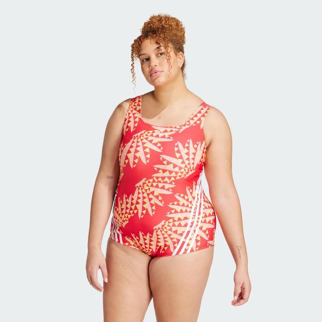 adidas FARM Rio 3-Stripes CLX Swimsuit (Plus Size) Semi Pink Glow 2X Womens Product Image