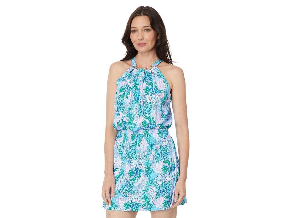 Lilly Pulitzer Shirelle Skirted Romper (Las Olas Aqua Strong Current Sea) Women's Jumpsuit & Rompers One Piece Product Image