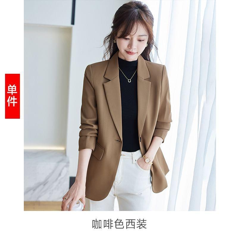 Plain Single-Button Blazer Product Image