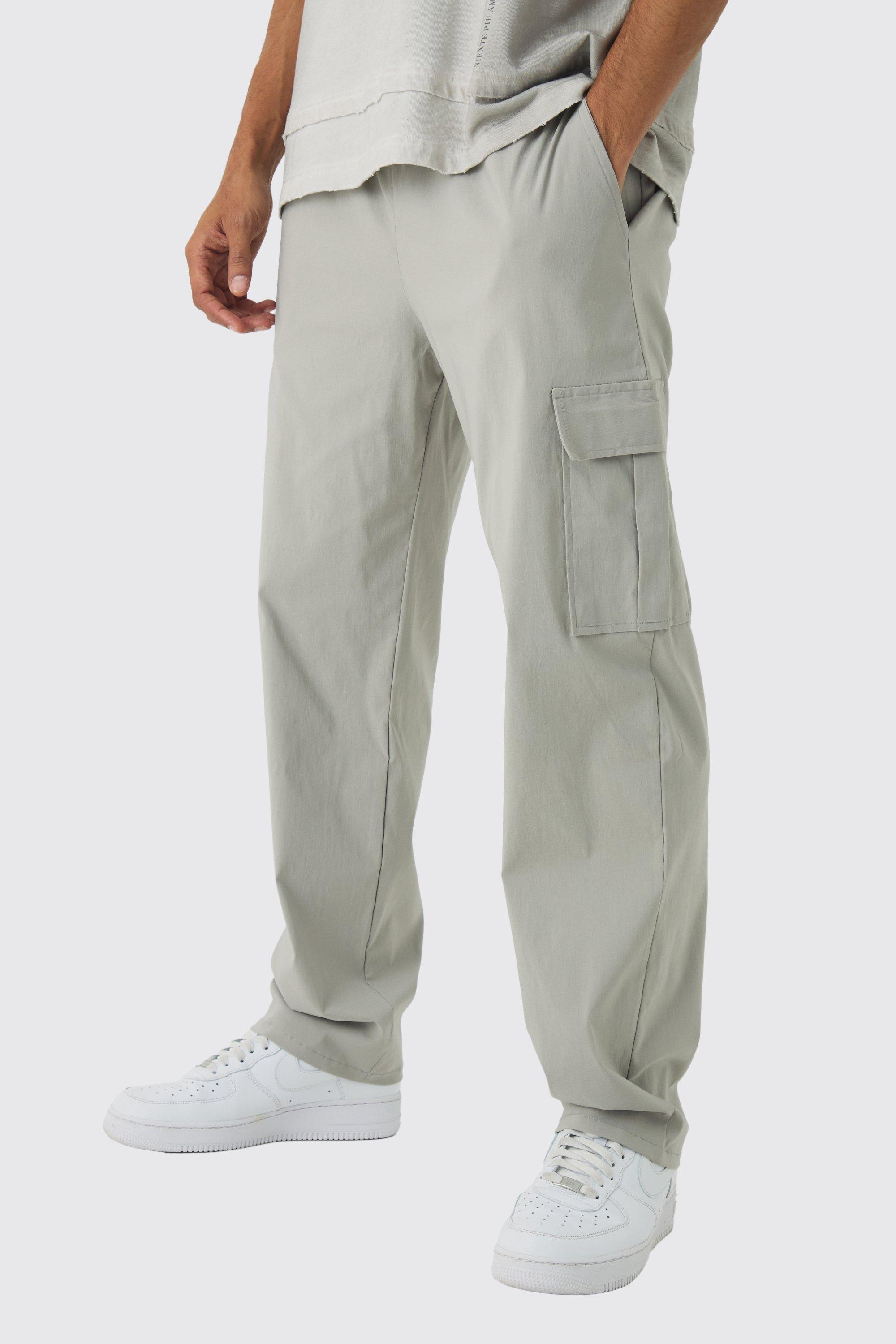 Straight Leg Elasticated Waist Bengaline Cargo Pants | boohooMAN USA product image