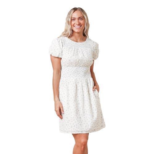 Hope & Henry Womens Puff Sleeve Smocked Waist Dress Product Image