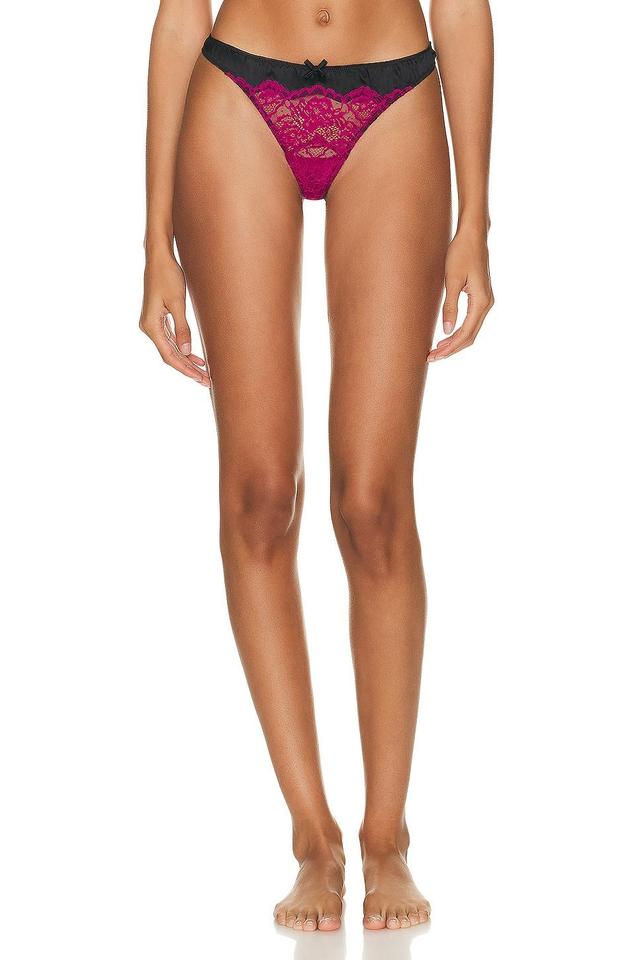 fleur du mal Roxy Lace Thong Fuchsia. (also in ). Product Image